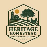Farm Scene Illustration with Chicken and Barn Vintage Style vector