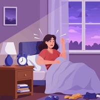 Waking Up From Alarm Clock in Bedroom Late at Night vector