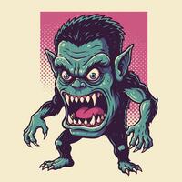 Cartoon Monster Growling with Sharp Teeth Illustration vector