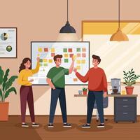 Brainstorming Team Planning Using Sticky Notes on Board vector