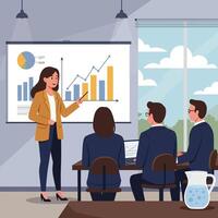Business Presentation with Graphs to Audience vector