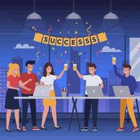 Celebrating Success with Team Drinks in an Office Environment vector