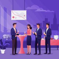 People Networking at an Office Party with Drinks vector