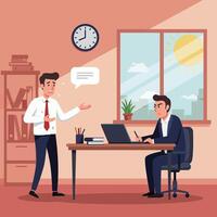 Office Argument Stressed Worker Explaining to Angry Boss vector