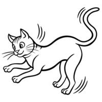 a cartoon cat running and jumping on a white background vector