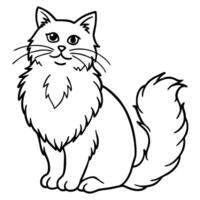 a cat coloring page with a white background vector