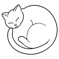 a cat sleeping on a white background coloring page vector