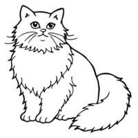 a cat coloring page with a black and white outline vector