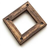 Rustic Wooden Square Frame With Corner Holes photo