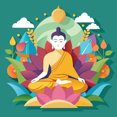 buddha meditation in lotus flower