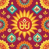 a colorful pattern with the symbol of the sun vector