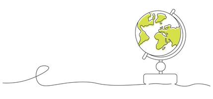 globe earth symbol sign, One continuous line drawing for Poster, banner, background with copyspace, globe outline, globe Background Design, Globe Drawing, globe Doodle outline lineart vector
