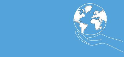 abstract blue background with globe with copyspace, , Globe Art, Minimal Globe, Tech Style, Digital Globe,Futuristic Globe, blue globe, Global Concept, water blue globe earth with save open hands vector