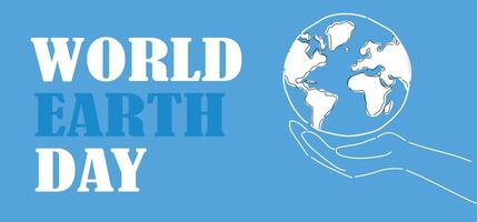 world earth day lettering text typography Earth Day concept illustration with save open hand with globe earth inside world map sign element, Save the Earth Symbol Global Awareness Save Nature vector