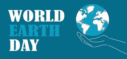 world earth day lettering text typography Earth Day concept illustration with save open hand with globe earth inside world map sign element, Save the Earth, Symbol of Earth conservation awareness vector