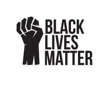 black lives matter typography design with fist hand vector