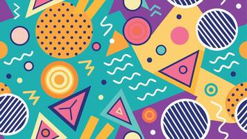 Retro Memphis Geometric Seamless Pattern 80s 90s Style Abstract Background vector