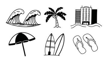 Summer Vacation Editable Icon Set Thin Line Travel Illustrations vector