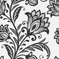 Seamless pattern, hand drawn outline flowers on white background vector