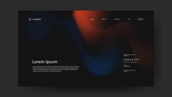 Abstract wave futuristic design of landing page. retro fluid gradient website vector
