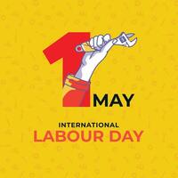 Happy Labour day. Worker with gray background illustration for poster, banner, business, backdrop. vector