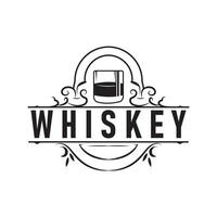 old retro vintage design with whiskey logo, bar drink with simple concept for bar, cafe, business brand and product illustration template vector