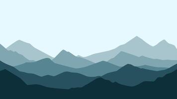 Landscape of mountain range scenery. Panoramic view of mountain peaks and ridges. Scenic landscape with majestic mountain range and ridges under dark blue sky vector