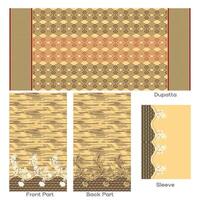 Beige Ethnic Wear with Floral and Geometric Patterns vector