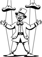 Puppet show illustration in glyph style vector