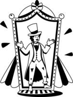 A glyph illustration of a character performing circus magic trick vector