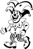 Funny circus jester illustration in glyph style vector