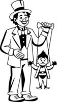 Circus puppet performance illustration in glyph style vector