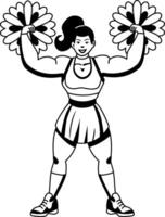 A glyph illustration of a string woman showing her muscles vector