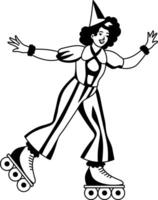 A glyph illustration of a character doing roller skating vector