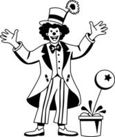 A glyph illustration of a clown magic with balloon vector