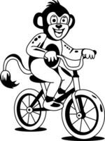 A glyph illustration of a monkey riding a bicycle in circus vector