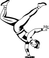 A glyph style illustration of a character doing circus dance vector