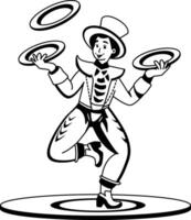 A glyph illustration of circus plate spinner character vector