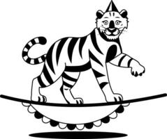 A glyph illustration of circus tiger performance vector
