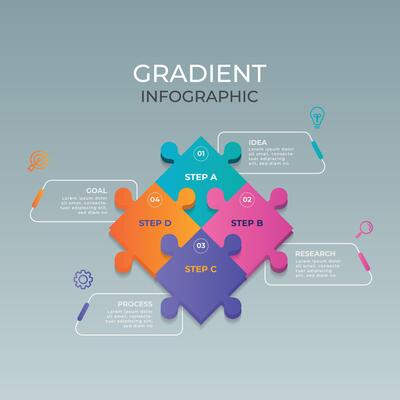 Colorful gradient infographic, steps, number template design