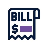 bill dual tone icon. Sleek and modern icon for websites and mobile apps. vector