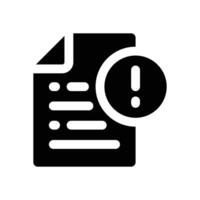 file alert glyph icon. Strong and solid icon for websites and mobile apps. vector