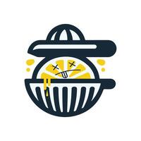 A lemon slice is being squeezed by a hand vector