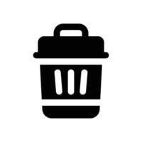 trash glyph icon. Strong and solid icon for websites and mobile apps. vector