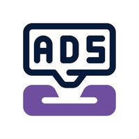 ads dual tone icon. Sleek and modern icon for websites and mobile apps. vector