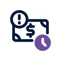 late payment dual tone icon. Sleek and modern icon for websites and mobile apps. vector