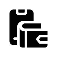 digital wallet glyph icon. Strong and solid icon for websites and mobile apps. vector