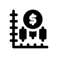 candlestick chart glyph icon. Strong and solid icon for websites and mobile apps. vector