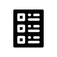 list glyph icon. Strong and solid icon for websites and mobile apps. vector