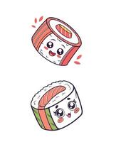 cute sushi character with face vector